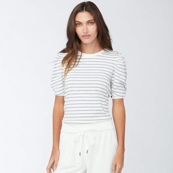 sundays Tops - NWT Sundays Silvia Striped Puff Sleeve T-shirt Top Size Large
